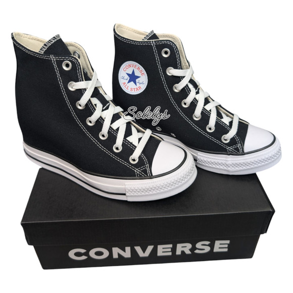 Converse Chuck Taylor All Star Hidden Wedge Platform Black White Sneaker 6 NEW - Picture 1 of 10